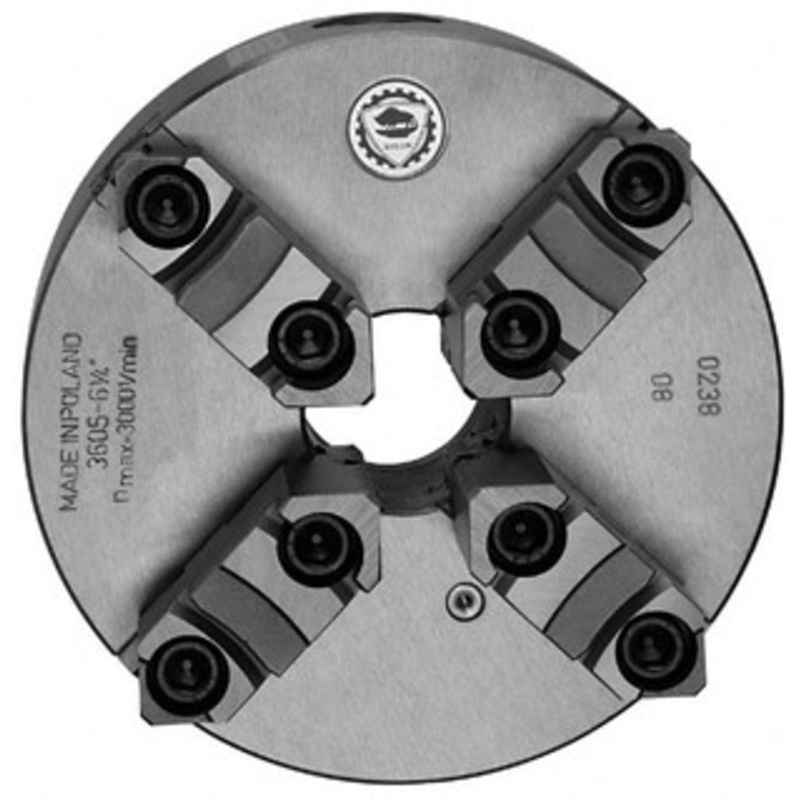 Bison 4 Jaws, 6 Diam, Self Centering Manual Lathe Chuck Plain Back Mount Spindle, Reversible, 3,000 Max RPM, 1.6535 Through Hole Diam, 0.0012 Axial Runout, 0.0015 Radial Runout, Cast Iron 7-840-0600 – 08609067