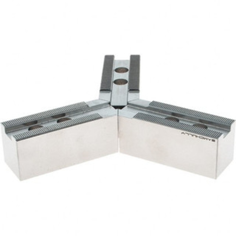 Samchully 210mm Max Chuck Capacity, 1.5mm x 60 Serrated Interface, Round Soft Lathe Chuck Jaw 3 Jaw, Steel, 25mm Btw Mount Hole Ctrs, 95mm Long, 35mm Wide, 38mm High, 14mm Groove, M12mm Fastener SB08B1 – 43801372
