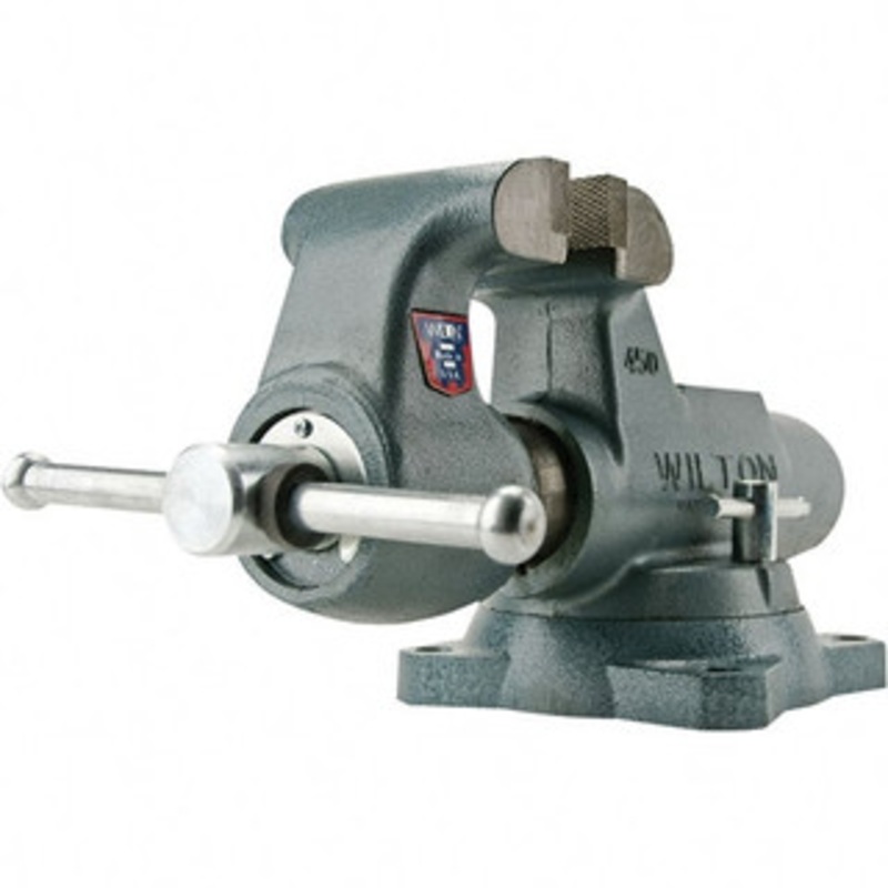 Wilton 4 Jaw Width x 6-1/2 Jaw Opening Capacity x 3-1/2 Throat Depth, Steel Swivel Bench Vise Double Lockdown Base Attachment 28831 – 11703063