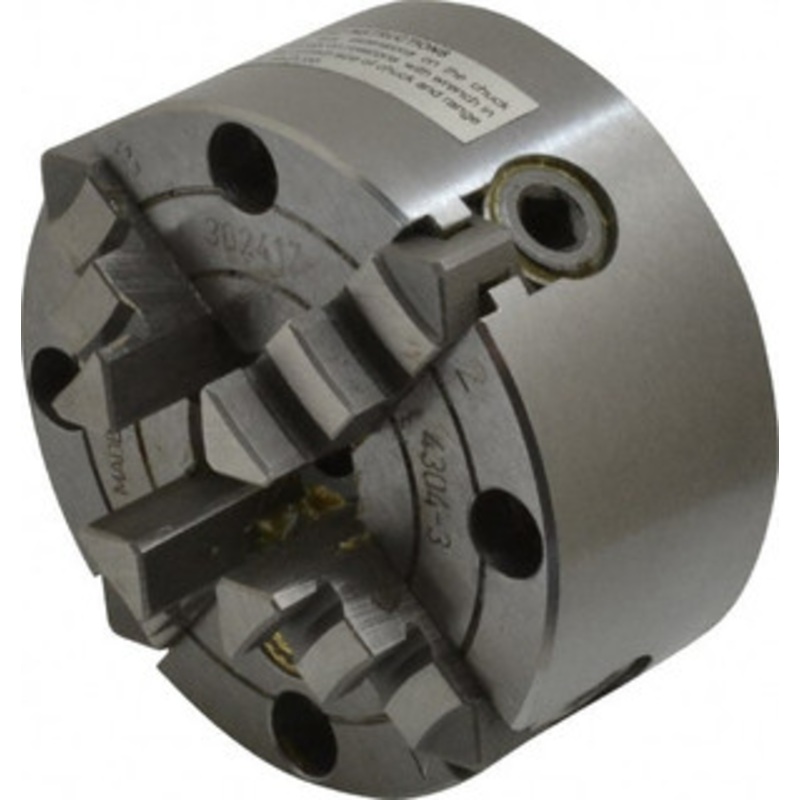 Bison 4 Jaws, 3 Diam, Independent Manual Lathe Chuck Plain Back Mount Spindle, Reversible, 4,000 Max RPM, 63/64 Through Hole Diam, Cast Iron 7-850-0300 – 08560047