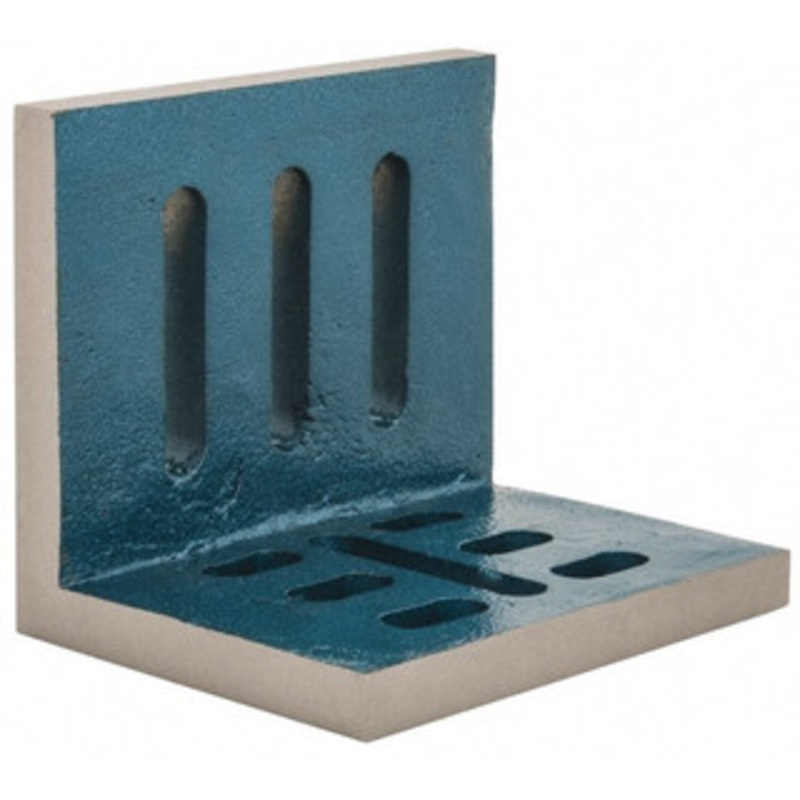 Value Collection 6 Wide x 4-1/2 Deep x 5 High Cast Iron Partially Machined Angle Plate Slotted Plate, Through-Slots on Surface, Open End, Single Plate 418-4725 – 00145128