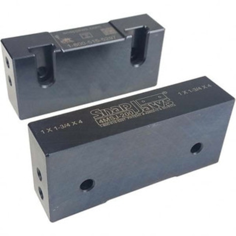SnapJaws 4 Wide x 1-3/4 High x 1 Thick, Flat/No Step Vise Jaw Soft, Steel, Fixed Jaw, Compatible with 4 Vises 4MSJ-200 – 03722428