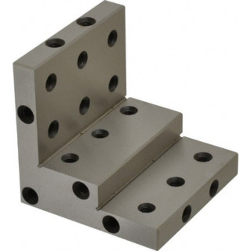 SPI 3 Wide x 3 Deep x 3 High Steel Precision-Ground Angle Plate Stepped Plate, Machined Holes on Surface, Open End 63-372-7 – 00938969