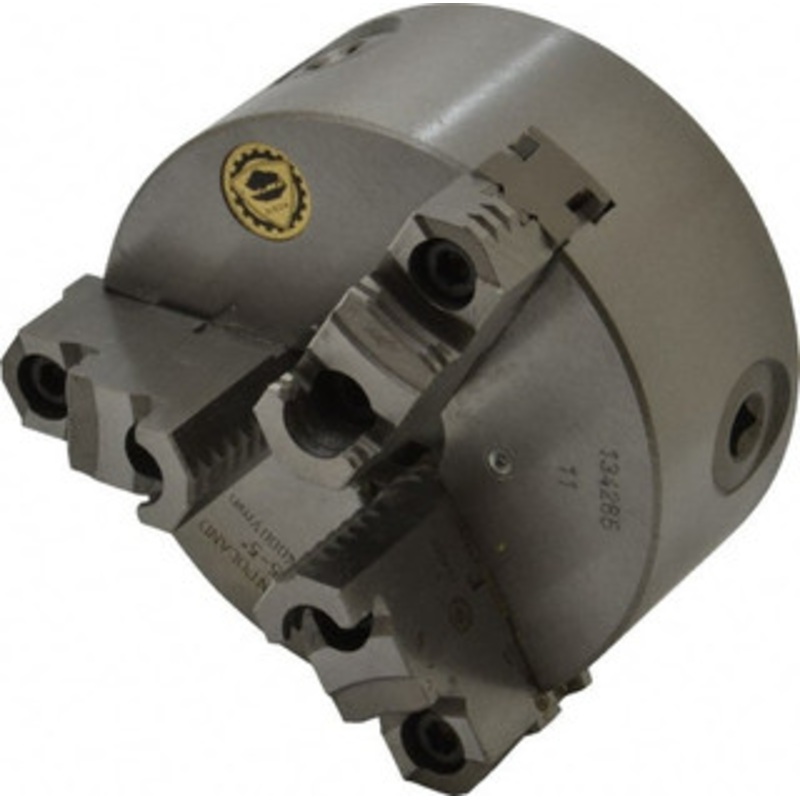 Bison 3 Jaws, 5 Diam, Self Centering Manual Lathe Chuck Plain Back Mount Spindle, Reversible, 3,200 Max RPM, 1.2598 Through Hole Diam, 0.0008 Axial Runout, 0.0012 Radial Runout, Cast Iron 7-800-0500 – 08574055