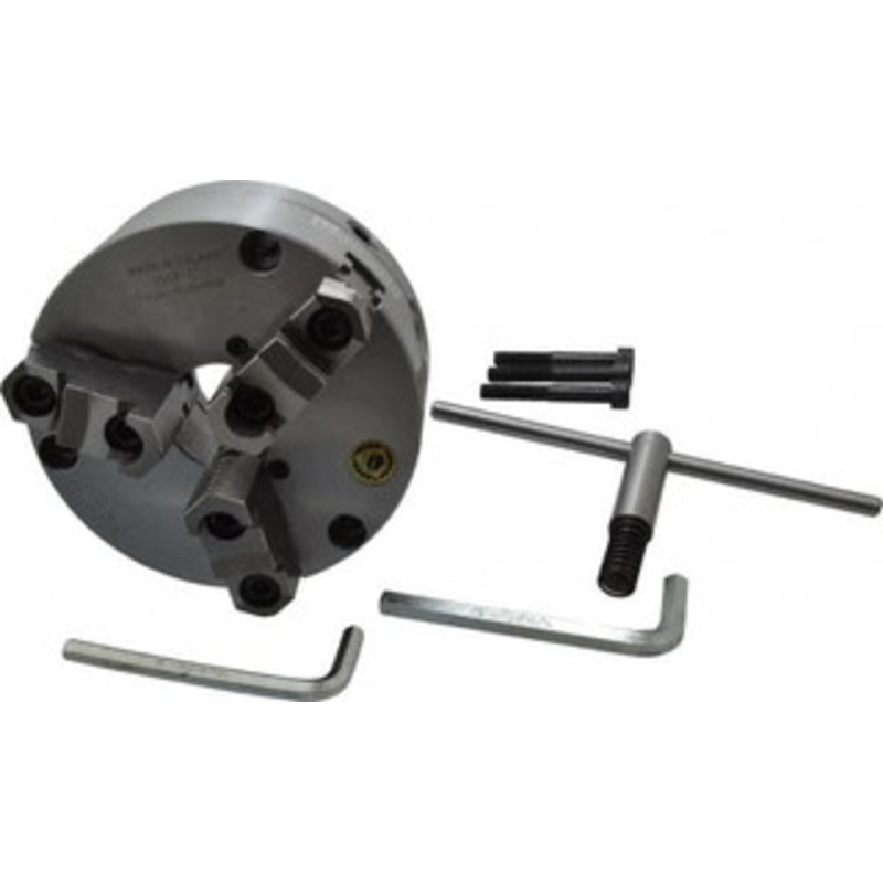 Bison 3 Jaws, 6 Diam, Self Centering Manual Lathe Chuck Front Mount, Adjustable, Reversible, 3,500 Max RPM, 1.654 Through Hole Diam, Forged Steel 7-866-0600 – 08609901