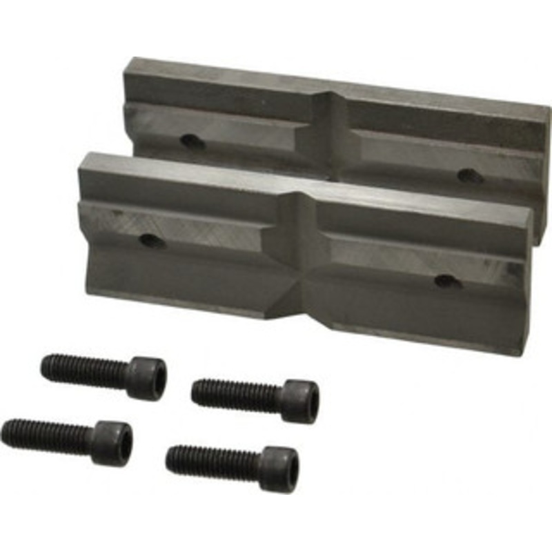 Cardinal Tool 6 Wide x 2mm High, 0.575 Thick, V-Groove Vise Jaw Hard, Steel, Fixed Jaw, Compatible with 6 Vises 6-VJP – 09240227