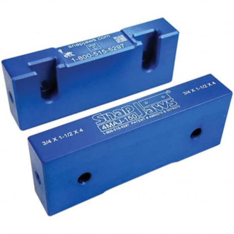SnapJaws 4 Wide x 1-1/2 High x 3/4 Thick, Flat/No Step Vise Jaw Soft, Aluminum, Fixed Jaw, Compatible with 4 Vises 4MAJ-150 – 03722618
