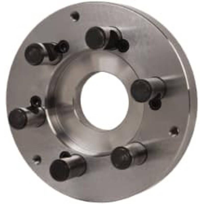 Buck Chuck Adapter Back Plate for 8 Diam Self Centering Lathe Chucks D1-6 Mount, 2.39 Through Hole Diam, 6.283mm ID, 7.87 OD, 0.985 Flange Height, Steel A8-D6 – 05958434