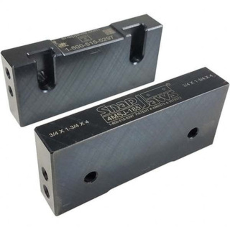 SnapJaws 4 Wide x 1-3/4 High x 3/4 Thick, Flat/No Step Vise Jaw Soft, Steel, Fixed Jaw, Compatible with 4 Vises 4MSJ-185 – 03722410
