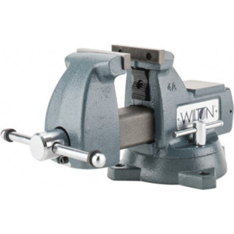 Wilton 4 Jaw Width x 4-1/2 Jaw Opening, 3-7/16 Throat Depth, Bench & Pipe Combination Vise 1/4 to 2 Pipe Capacity, Bolt Down Swivel Base, Ductile Iron 21300 – 95608311