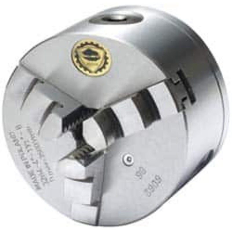 Bison 3 Jaws, 4 Diam, Self Centering Manual Lathe Chuck 1-1/2 – 8 Spindle Mount, 3,500 Max RPM, 0.7874 Through Hole Diam, 0.0008 Axial Runout, 0.0012 Radial Runout, Cast Iron 7-805-0452 – 08606048