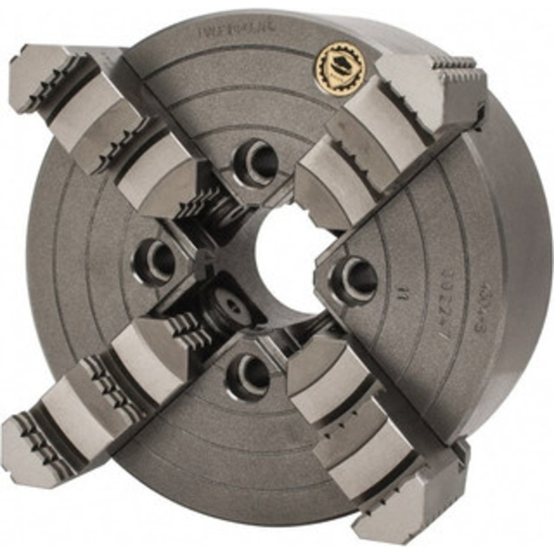 Bison 4 Jaws, 8 Diam, Independent Manual Lathe Chuck Plain Back Mount Spindle, Reversible, 1,800 Max RPM, 1.9685 Through Hole Diam, Cast Iron 7-850-0800 – 08560088