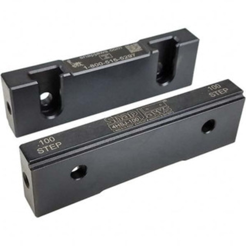 SnapJaws 4 Wide x 1.155 High x 0.55 Thick, Step Vise Jaw Hard, Steel, Fixed Jaw, Compatible with 4 Vises 4HSJ-100 – 03722022
