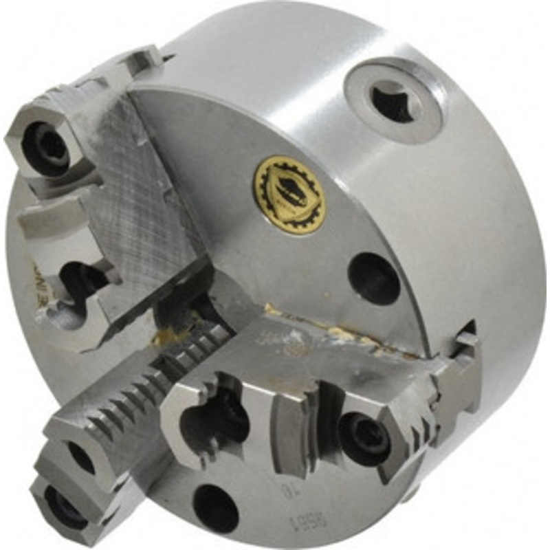 Bison 3 Jaws, 5 Diam, Self Centering Manual Lathe Chuck Front Mount, Reversible, 1.2598 Through Hole Diam, Cast Iron 7-812-0500 – 08574758