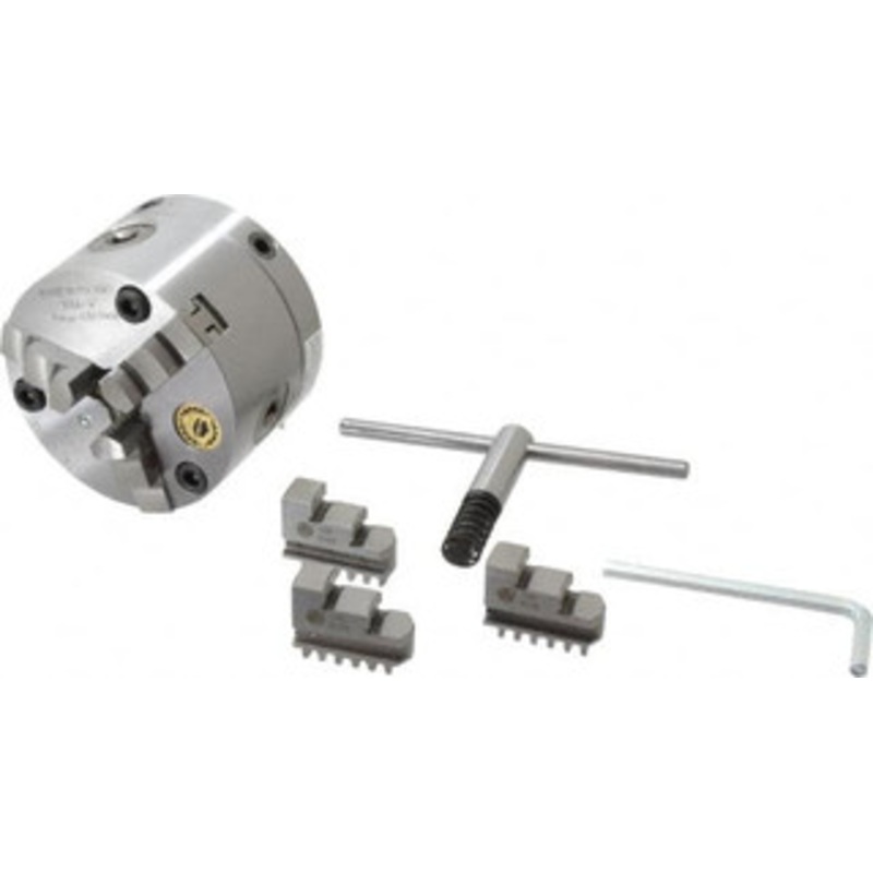 Bison 3 Jaws, 4 Diam, Self Centering Manual Lathe Chuck Adjustable, 0.787 Through Hole Diam, Forged Steel 7-866-8040 – 08609885