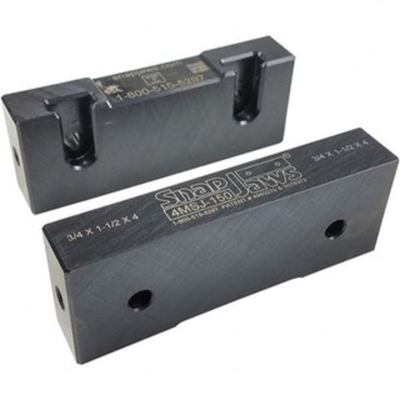 SnapJaws 4 Wide x 1-1/2 High x 3/4 Thick, Flat/No Step Vise Jaw Soft, Steel, Fixed Jaw, Compatible with 4 Vises 4MSJ-150 – 03722402