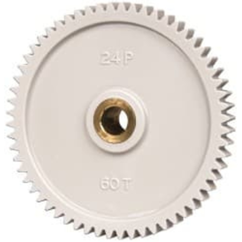 Made in USA 24 Pitch, 2-1/2 Pitch Diam, 2.583 OD, 60 Tooth Spur Gear 1/4 Face Width, 5/16 Bore Diam, 43/64 Hub Diam, 20 Pressure Angle, Acetal 2460BI – 04034468