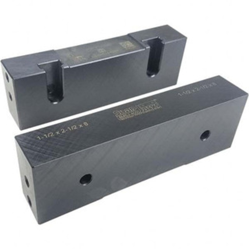 SnapJaws 8 Wide x 2-1/2 High x 1-1/2 Thick, Flat/No Step Vise Jaw Soft, Steel, Fixed Jaw, Compatible with 8 Vises 8MSJ-400 – 03722592