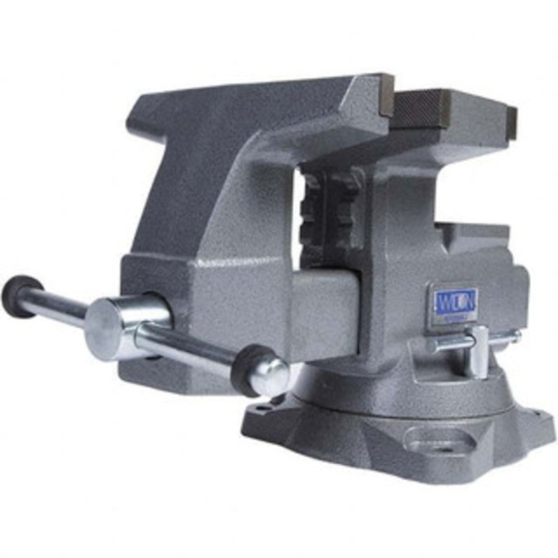 Wilton 8 Jaw Width x 14-1/2 (Reversed), 9-1/4 (Regular Jaw Opening, 4-3/4 Throat Depth, Bench & Pipe Combination Vise 3/8 to 4 Pipe Capacity, Bolt Down Swivel Base, Steel 28823 – 10418945