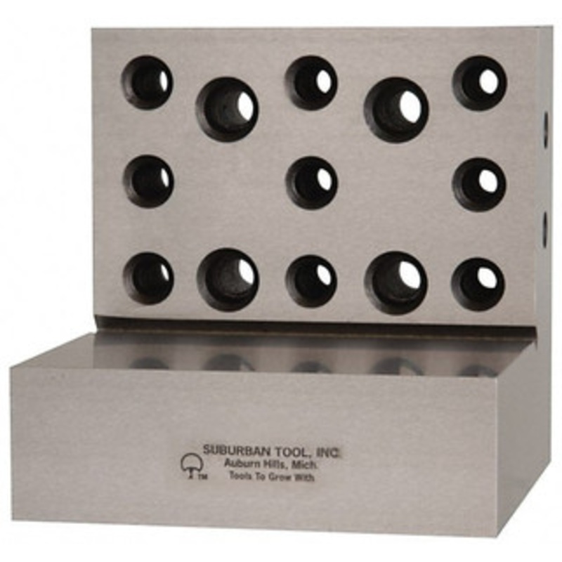 Suburban 4 Wide x 4 Deep x 4 High Steel Precision-Ground Angle Plate Standard Plate, Machined Holes on Surface, Open End, 1-1/4 Thick, Single Plate AP444S1 – 08021511