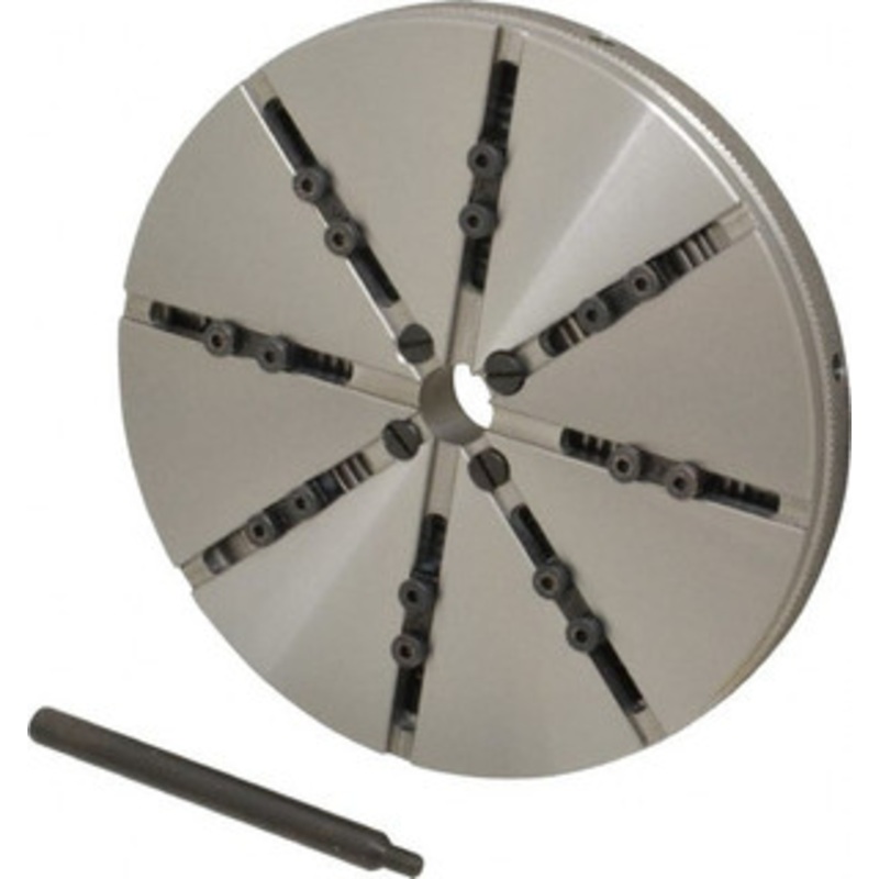 Value Collection Manual Lathe Chucks, Chuck Type: Self-Centering, Nominal Chuck Size: 6, Number of Jaws: 8, Mount: Plain Back, Through-Hole Diameter (Inch): 5/8, Body Material: Forged Steel 193338.00 – 02104461