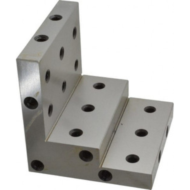 SPI 4 Wide x 4 Deep x 4 High Steel Precision-Ground Angle Plate Stepped Plate, Machined Holes on Surface, Open End 63-373-5 – 00938977