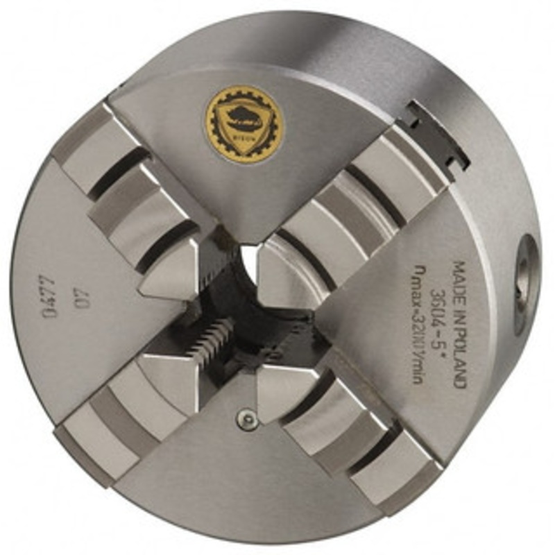 Bison 4 Jaws, 10 Diam, Self Centering Manual Lathe Chuck Plain Back Mount Spindle, 2,000 Max RPM, 2.9921 Through Hole Diam, 0.001 Axial Runout, 0.0016 Radial Runout, Cast Iron 7-845-1000 – 08559106