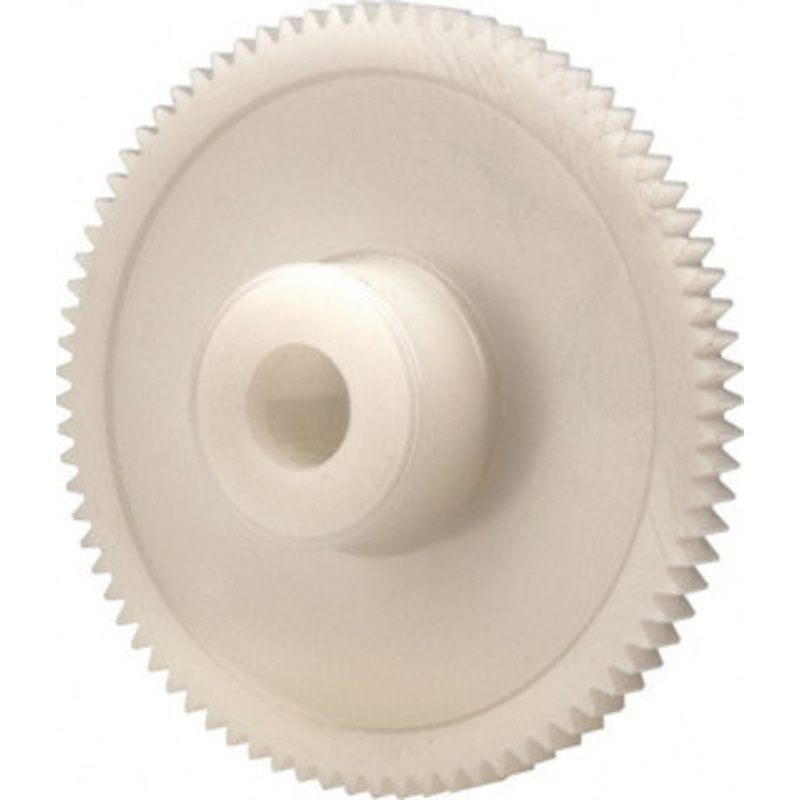 Made in USA 48 Pitch, 1.667 Pitch Diam, 1.708 OD, 80 Tooth Spur Gear 1/8 Face Width, 1/4 Bore Diam, 39/64 Hub Diam, 20 Pressure Angle, Acetal 4880 – 03304664