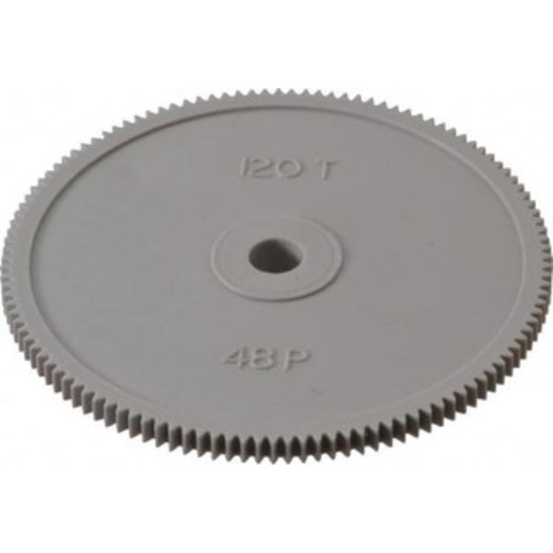 Made in USA 48 Pitch, 2-1/2 Pitch Diam, 2.542 OD, 120 Tooth Spur Gear 1/8 Face Width, 1/4 Bore Diam, 39/64 Hub Diam, 20 Pressure Angle, Acetal 48120 – 03302791
