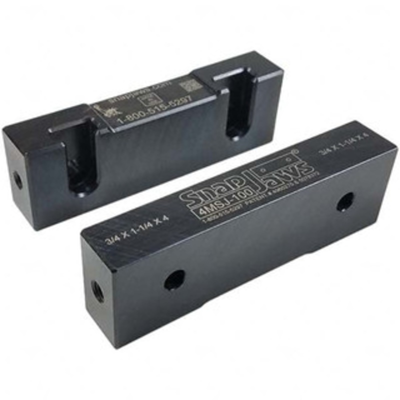SnapJaws 4 Wide x 1-1/4 High x 3/4 Thick, Flat/No Step Vise Jaw Soft, Steel, Fixed Jaw, Compatible with 4 Vises 4MSJ-100 – 03722394