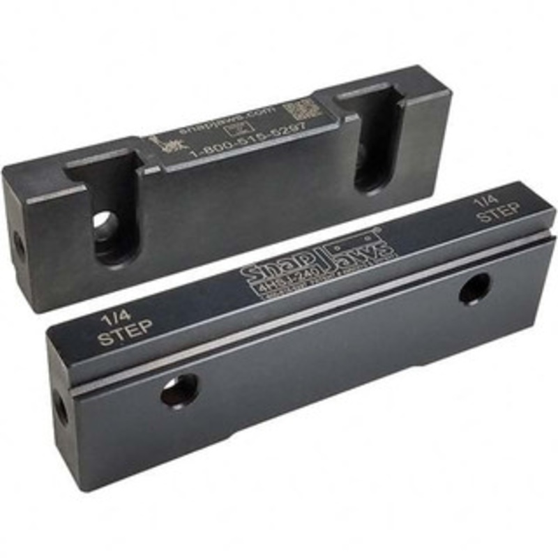 SnapJaws 4 Wide x 1.155 High x 0.55 Thick, Step Vise Jaw Hard, Steel, Fixed Jaw, Compatible with 4 Vises 4HSJ-240 – 03722048