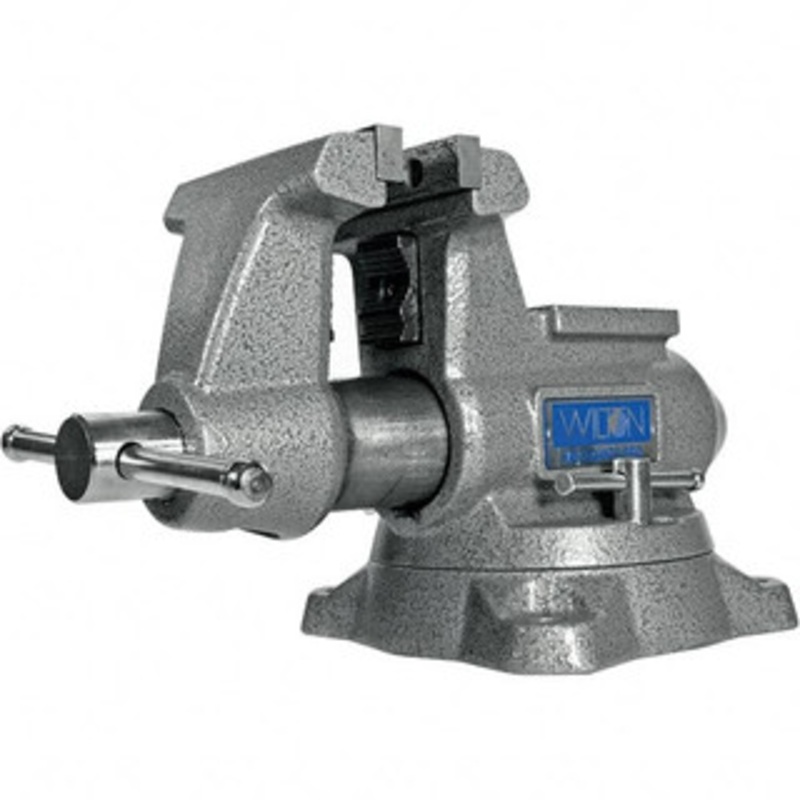 Wilton 4-1/2 Jaw Width, 4 Opening Capacity, 3-1/2 Throat Depth, Iron Swivel Bench Vise Double Lockdown Base Attachment, Anvil, 15-13/32 Long x 9-13/32 Wide x 8 High 28810 – 47592183