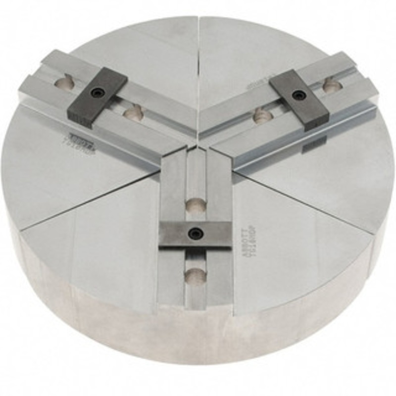 Abbott Workholding 10 Max Chuck Capacity, Tongue & Groove Interface, Round Soft Lathe Chuck Jaw 3 Jaw, Aluminum, 53.98mm Btw Mount Hole Ctrs, 10 Wide, 2 High, 12.7mm Groove, 1/2 Fastener TG10MDP – 50484609