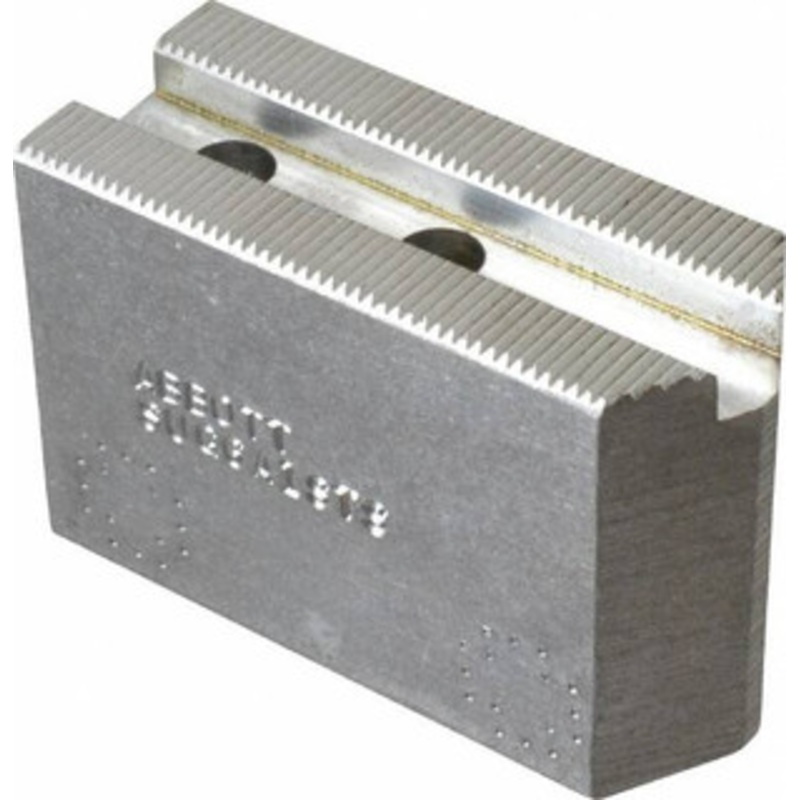 Abbott Workholding 6 & Up Chuck Capacity, 1.5mm x 60 Serrated Attachment, Square Soft Lathe Chuck Jaw 3 Jaws, Aluminum, 63/64 Btw Mount Hole Ctrs, 3 Long x 1-1/4 Wide x 2 High, 0.4331 Groove, 0.315 & 8mm Fastener SUG6A1STS – 04230595