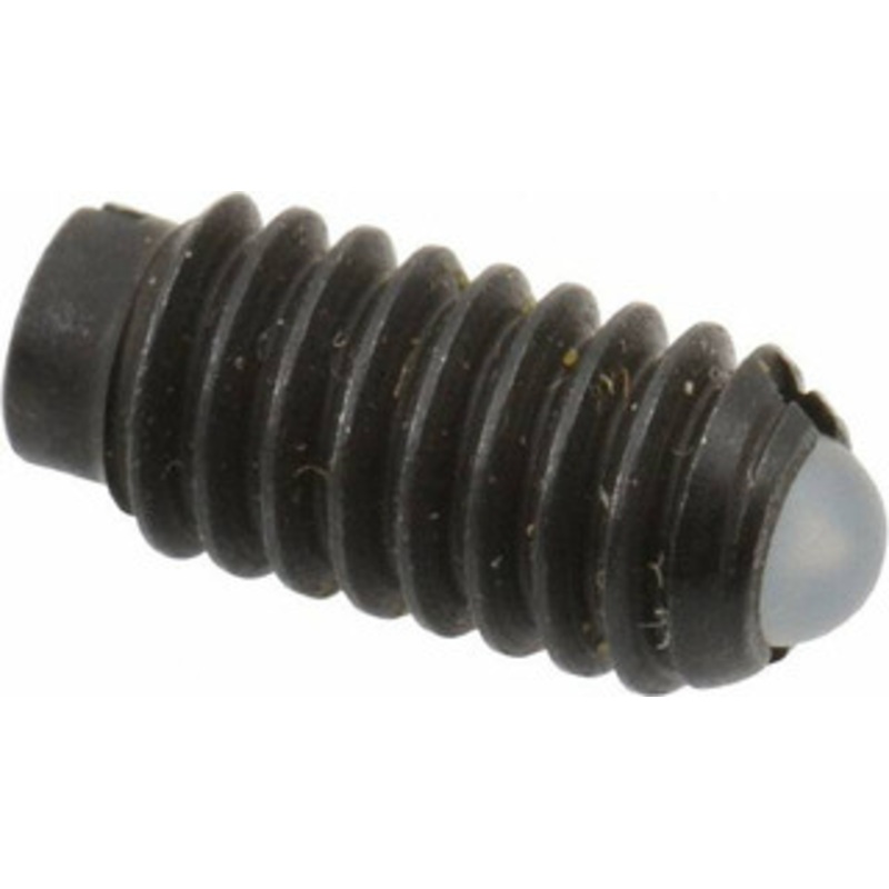 Vlier 8-32, 0.094 Ball Diam, 0.344 Body Length, 0.025 Max Ball Reach, Threaded Ball Plunger Steel Body, Nylon Ball, 0.5 Lb Initial End Force, 1.25 Lb Final End Force, Locking Element DB50AP – 62122460