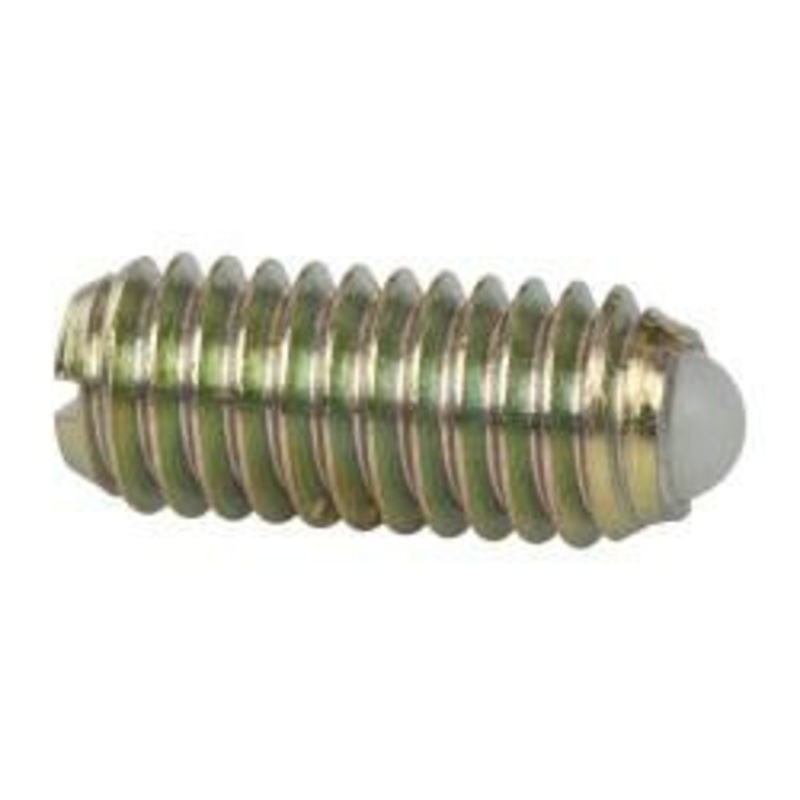 Vlier M6x1.0, 3.5mm Ball Diam, 14mm Body Length, 1mm Max Ball Reach, Threaded Ball Plunger Steel Body, Nylon Ball, 6.29 Lb Initial End Force, 9 Lb Final End Force, Locking Element DBMH6AP – 04399747
