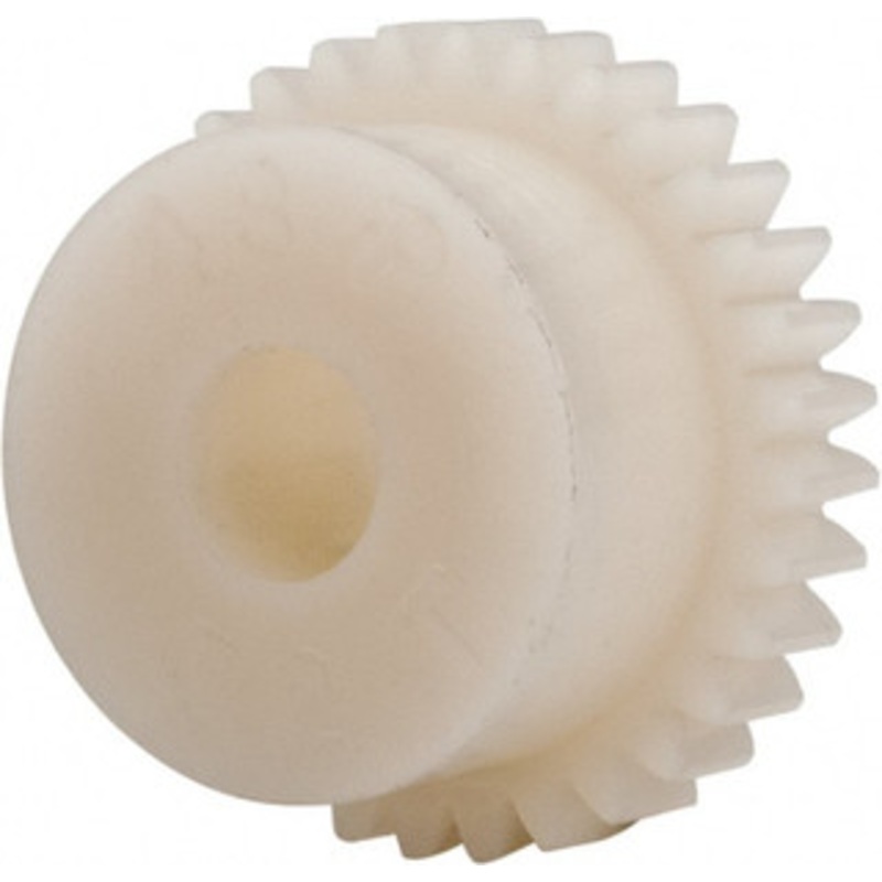 Made in USA 48 Pitch, 0.667 Pitch Diam, 0.708 OD, 32 Tooth Spur Gear 1/8 Face Width, 3/16 Bore Diam, 35/64 Hub Diam, 20 Pressure Angle, Acetal 4832 – 03302965