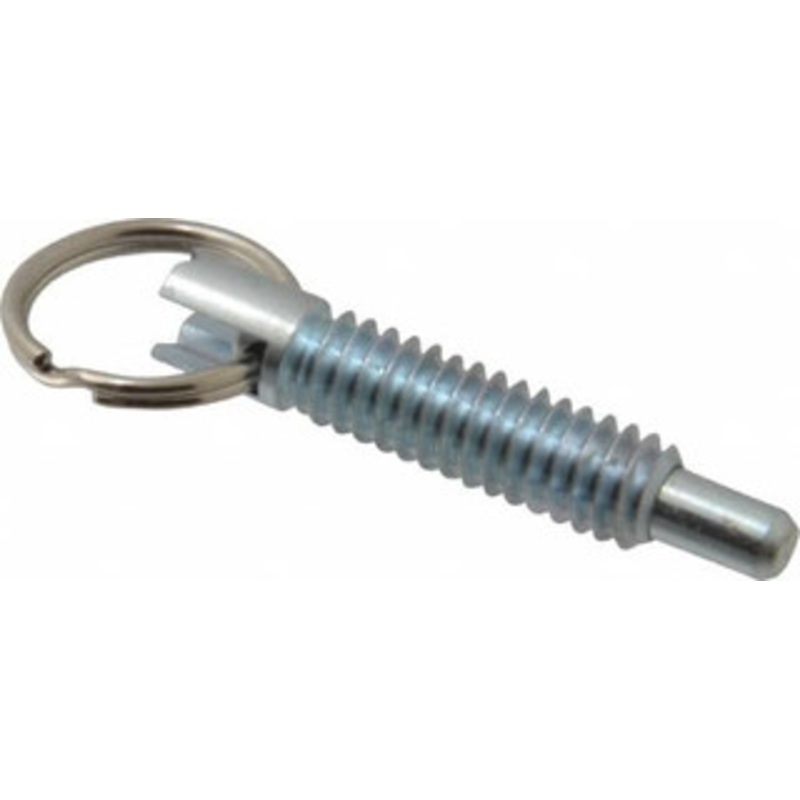 Vlier 1/4-20, 0.8 Thread Length, 0.155 Plunger Diam, 1/4 Plunger Projection, 1 Lb Init to 2.5 Lb Final End Force, Steel Locking Pull Ring Plunger 0.8 Len Under Head, 1.14 Body Len, 0.62 Ring Diam, 1.14 Plunger Len PR250 – 62124441