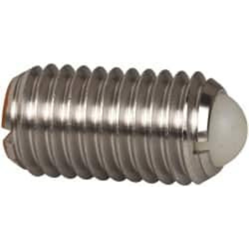 Vlier M12x1.75, 8mm Ball Diam, 22mm Body Length, 2.5mm Max Ball Reach, Threaded Ball Plunger Stainless Steel Body, Nylon Ball, 16.86 Lb Initial End Force, 25.85 Lb Final End Force, Locking Element DSBMH12 – 04399978