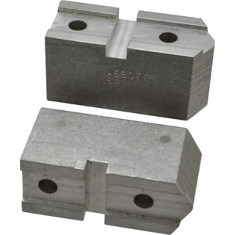 Abbott Workholding 6 & Up Chuck Capacity, Serrated Attachment, Square Soft Lathe Chuck Jaw 3 Jaws, Aluminum, 1-11/16 Btw Mount Hole Ctrs, 3 Long x 1-1/4 Wide x 1-1/2 High, 0.738 Groove, 5/16 Fastener 6A – 04226916