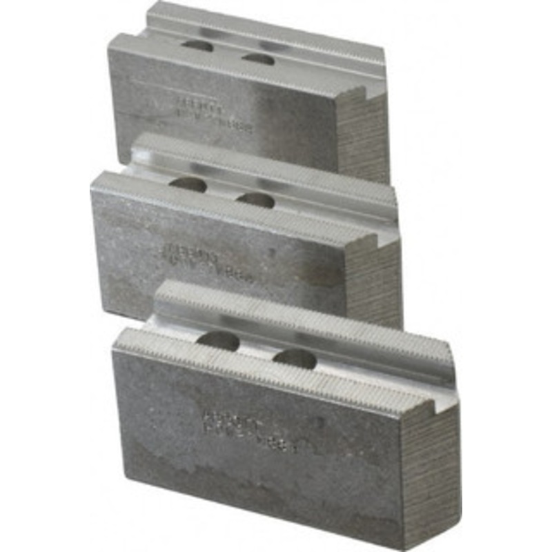 Abbott Workholding 8 & Up Chuck Capacity, 1.5mm x 60 Serrated Attachment, Square Soft Lathe Chuck Jaw 3 Jaws, Aluminum, 63/64 Btw Mount Hole Ctrs, 4 Long x 1-1/2 Wide x 2 High, 0.6299 Groove, 0.4724 & 12mm Fastener HOW27M88A – 04230645