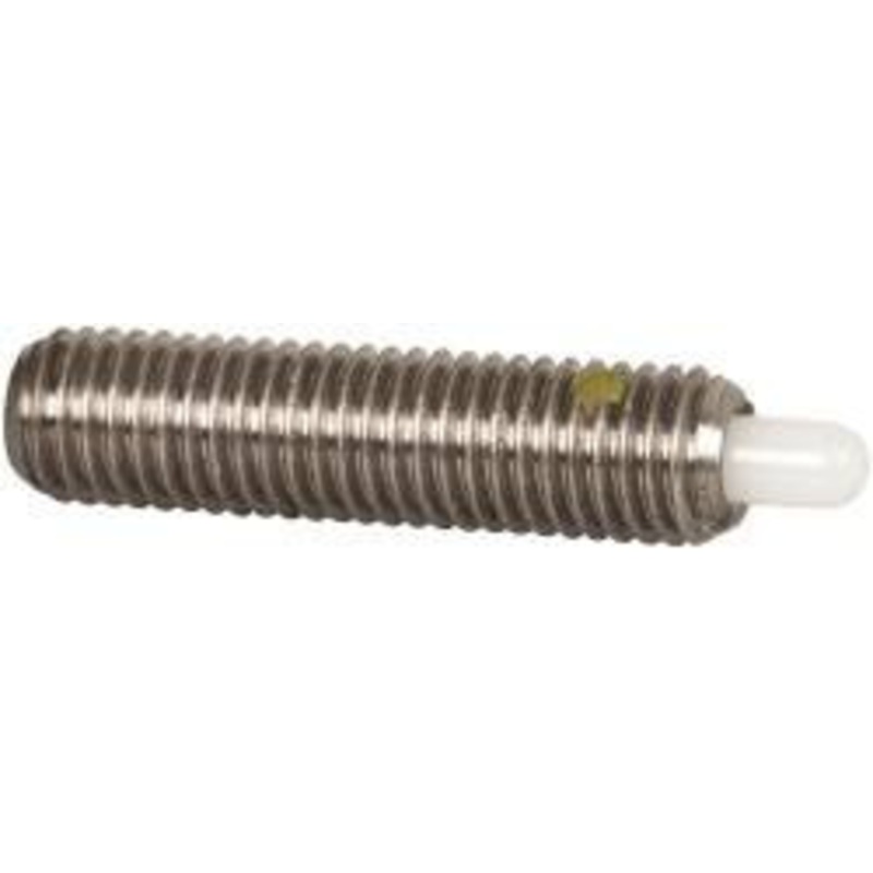 Vlier 1/4-28, 1 Thread Length, 3/16 Plunger Projection, Stainless Steel Threaded Spring Plunger 0.116 – 0.118 Max Plunger Diam, 1 Plunger Length, 3 Lb Init End Force, 13 Lb Final End Force SSSD54AN – 62118674