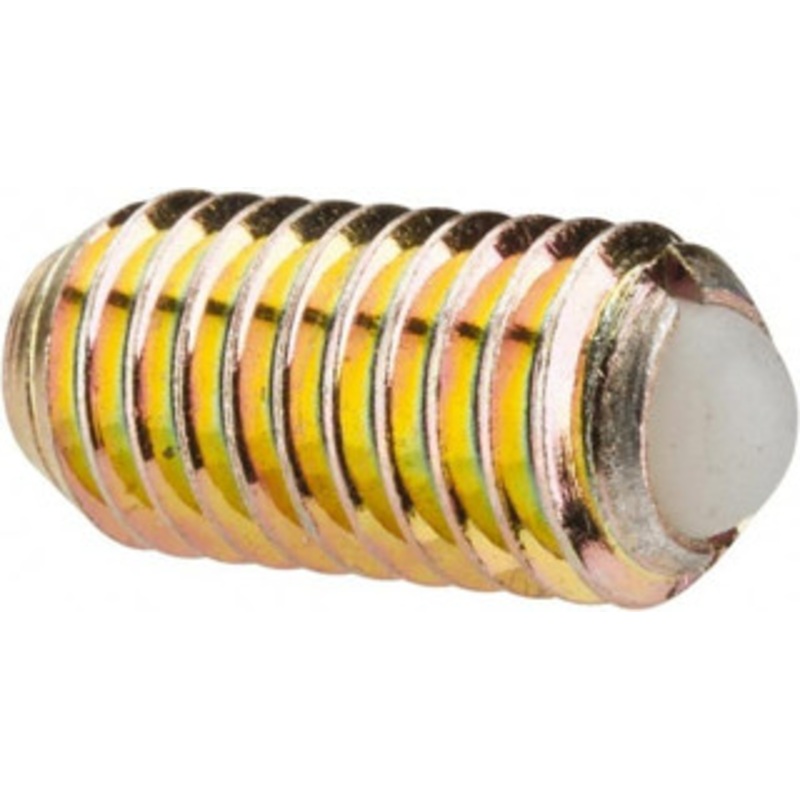 Vlier M8x1.25, 5mm Ball Diam, 16mm Body Length, 1.5mm Max Ball Reach, Threaded Ball Plunger Steel Body, Nylon Ball, 9 Lb Initial End Force, 13.49 Lb Final End Force, Locking Element DBMH8AN – 04399762