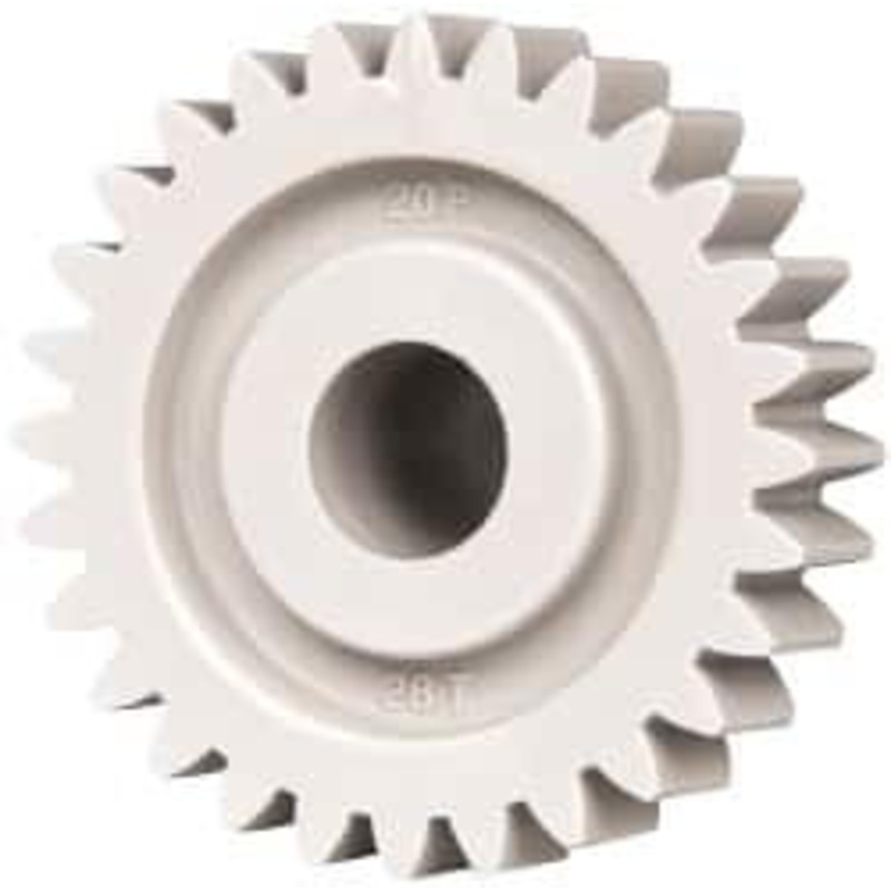 Made in USA 20 Pitch, 1.4 Pitch Diam, 1.4 OD, 28 Tooth Spur Gear 3/8 Face Width, 3/8 Bore Diam, 47/64 Hub Diam, 20 Pressure Angle, Acetal 2028 – 03115375