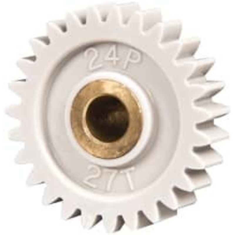 Made in USA 24 Pitch, 1-1/8 Pitch Diam, 1.208 OD, 27 Tooth Spur Gear 1/4 Face Width, 1/4 Bore Diam, 5/8 Hub Diam, 20 Pressure Angle, Acetal 2427BI – 03925187