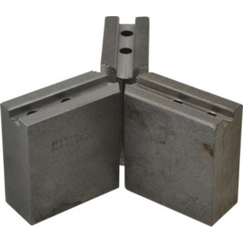 Abbott Workholding 6 & Up Chuck Capacity, 1.5mm x 60 Serrated Attachment, Square Soft Lathe Chuck Jaw 3 Jaws, Steel, 63/64 Btw Mount Hole Ctrs, 3 Long x 1-1/4 Wide x 3 High, 0.4331 Groove, 0.315 & 8mm Fastener SUG6S2STS – 04231007