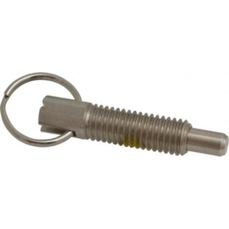 Vlier 1/2-13, 1.4 Thread Length, 5/16 Plunger Diam, 1/2 Plunger Projection, 2.5 Lb Init to 5 Lb Final End Force, Stainless Steel Locking Pull Ring Plunger 1.4 Len Under Head, 2 Body Len, 1.26 Ring Diam, 2 Plunger Len SPR500P – 62124557