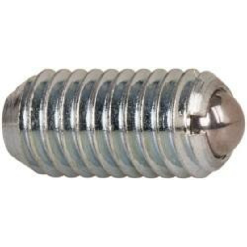 Vlier M8x1.25, 5mm Ball Diam, 16mm Body Length, 1.5mm Max Ball Reach, Threaded Ball Plunger Steel Body, Steel Ball, 1.12 Lb Initial End Force, 2.25 Lb Final End Force BML8A – 62122114