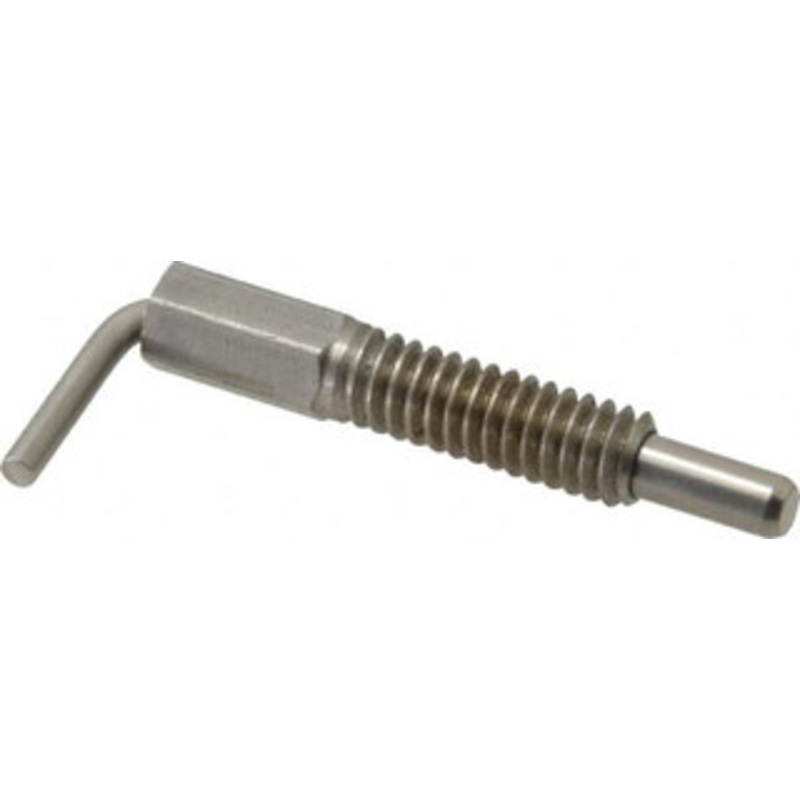 Vlier 1/4-20 Thread, 0.8 Thread Length, 0.16 Plunger Diam, 0.5 Lb Init to 2.5 Lb Final End Force, Stainless Steel L Handle Plunger 1-1/4 Body Length, 0.8 Length Under Head, Locking Element, 0.38 Plunger Projection SSFRN250P – 87881801