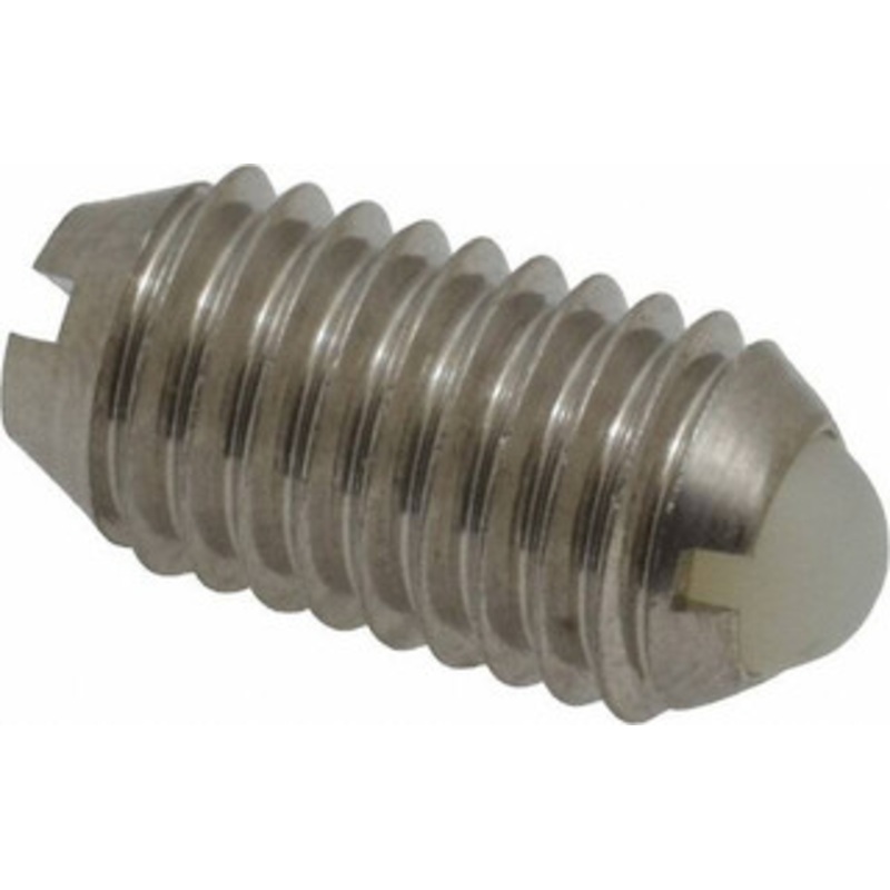 Vlier M10x1.5, 6mm Ball Diam, 19mm Body Length, 2.01mm Max Ball Reach, Threaded Ball Plunger Stainless Steel Body, Nylon Ball, 4.5 Lb Initial End Force, 7.87 Lb Final End Force, Locking Element DSBM10N – 04400123